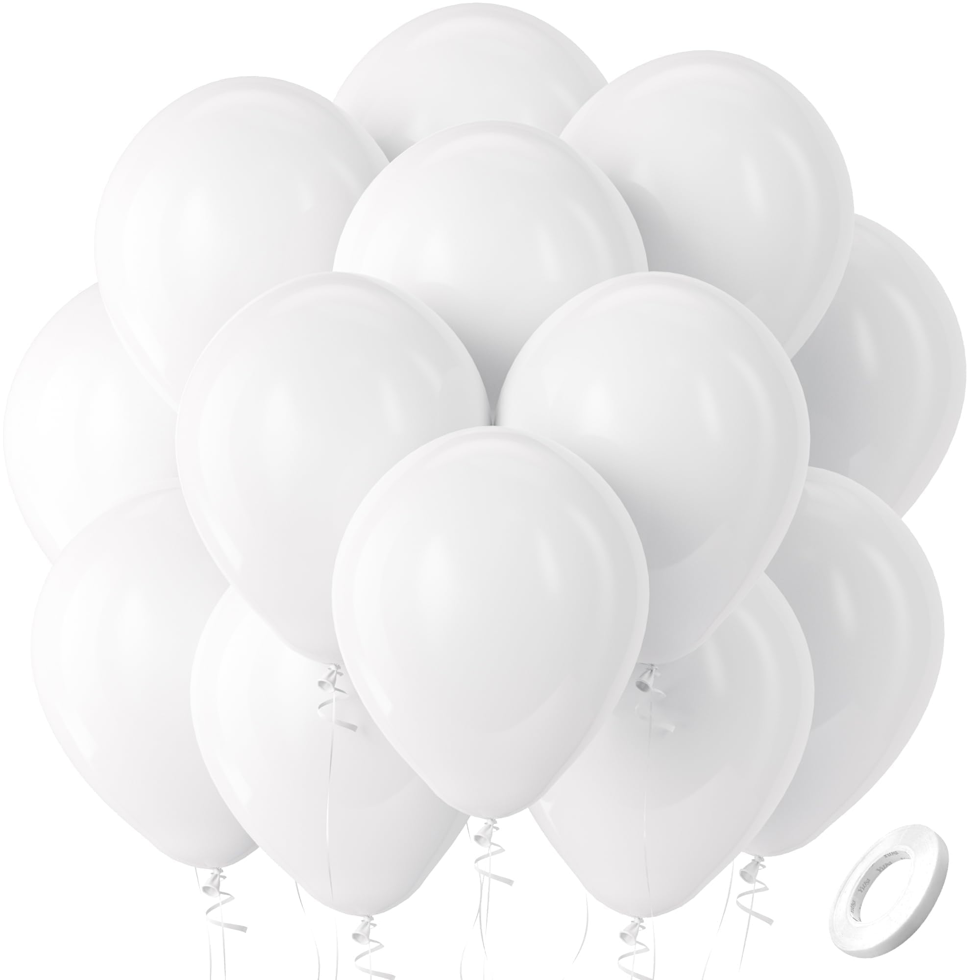 Bezente White Balloons Latex Party Balloons, 100 Pack 12 inch Round Helium Balloons for Valentines Day Wedding Birthday Engagement Bridal Shower Party Backdrop Decorations