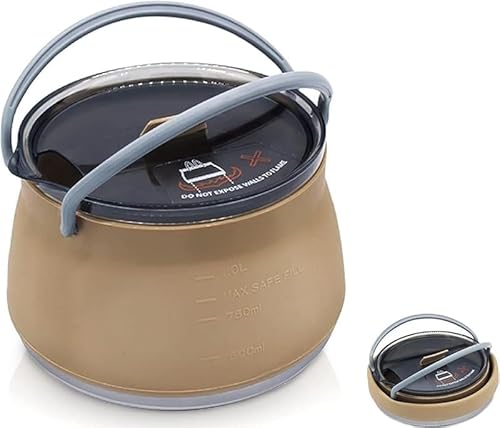 Rutexc アウトドア折りたたみシリコンキャンプケトル 直火・IH 対応高速熱伝導 超軽量携帯洗いやすい キャンプ登山家庭用