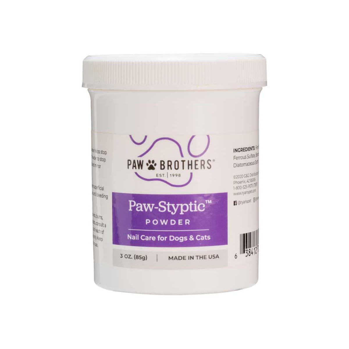 RYAN'S PET SUPPLIES Paw Brothers Nail Care Paw-Styptic Powder for Dogs and Cats Nails, Powder Stops Bleeding Fast, from Nail Clipping and Minor Cuts, 3 Ounces
