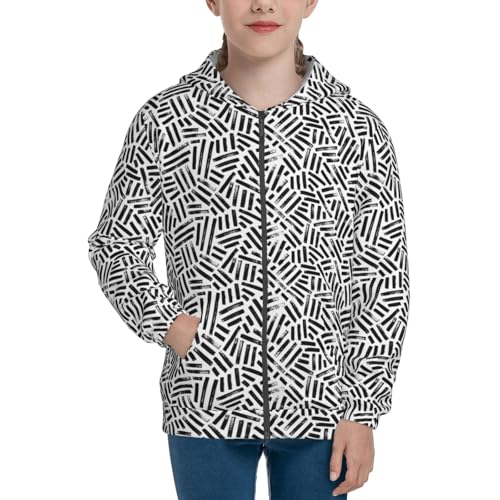 Weave Geometric Kids Pullover Hoodies Boys Zip Up Sweatshirts Girls Athletic Clothes with Pocket3