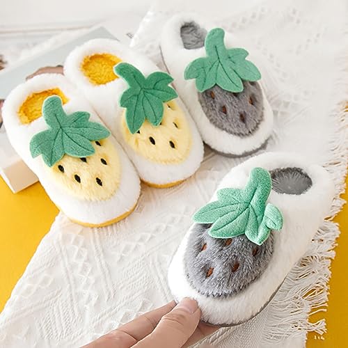 Unisex Toddler Cartoon Shoes Kids Girls Winter Slippers Cute Fruits Cartoon Print Flock Soft Bottom Warm Shoes3