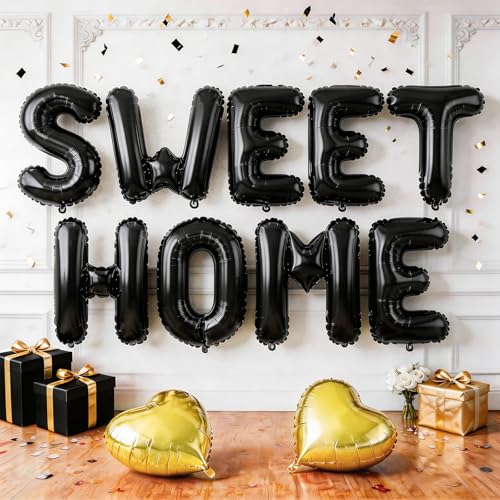 Black SWEET HOME Balloons Set, 16 Inch Black Letter...