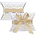 50 Pezzi Forma di Cuscino Scatole Bomboniere, Scatole per Cuscini in Carta Kraft, Scatola di Caramelle di Carta, Confezione Regalo Kraft, per Matrimonio, Festa di Compleanno, Natale (Oro)