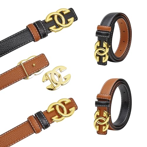 Women’s Reversible Leather Belts for Jeans Pants Fashion Ladies Belt with Gold Buckle2