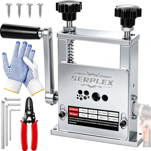 Image of Serplex 11-IN-1 Wire Stripping Machine for 1.5-25mm Cables, Drill Powered /Hand Crank Dual-drive Wire Stripper Machine, Scrapping Copper Wire Peeler Tool for Scrap Copper Recycling & DIY etc.