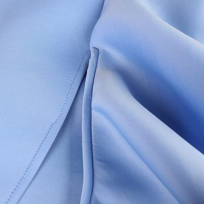 ONTINVA Women's Flutter Sleeve V-Neck Ruffle Hem Sleeveless Party Short Dress Irregular High Split Dresses - Image 5