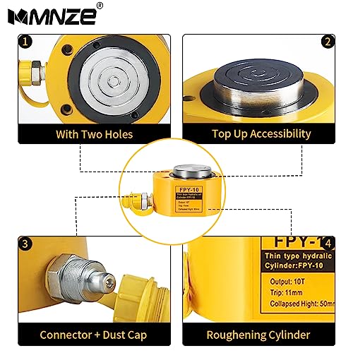 Image of 10T 11mm /0.43 inch Stroke Hydraulic Cylinder Jack - Mini Hydraulic Ram Jack - Porta Power Retract - Automatically Split - Single Acting Lifting Cylinders for Machinery, Ship Bridge Construction