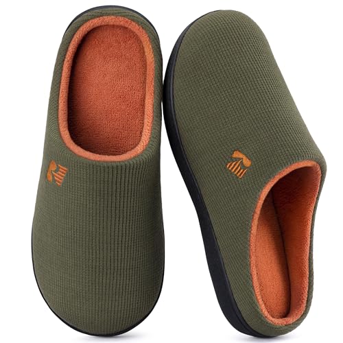 RockDove Men's Original Two-Tone Memory Foam Slipper, Size 10.5 US Men, Hunter Green