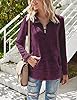 iWoo Womens Casual Sweatshirt Long Sleeve Stand Collar 1/4 Zip Cosy Tops Pullover Wine Red XXL #2