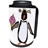 Can Cooler Bottle Wrap - Cute Funny Penguin eating Ice Cream Cone Cartoon Birds