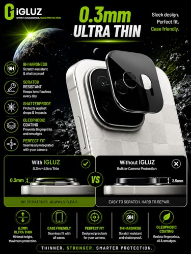 Image of iGluz Compatible with iQOO 15R Camera Lens Protector (1 Pack) | Premium 9H Tempered Glass Camera Guard | Ultra Clear HD | Scratch Resistant | Case Friendly Fit | Bubble Free Easy Installation