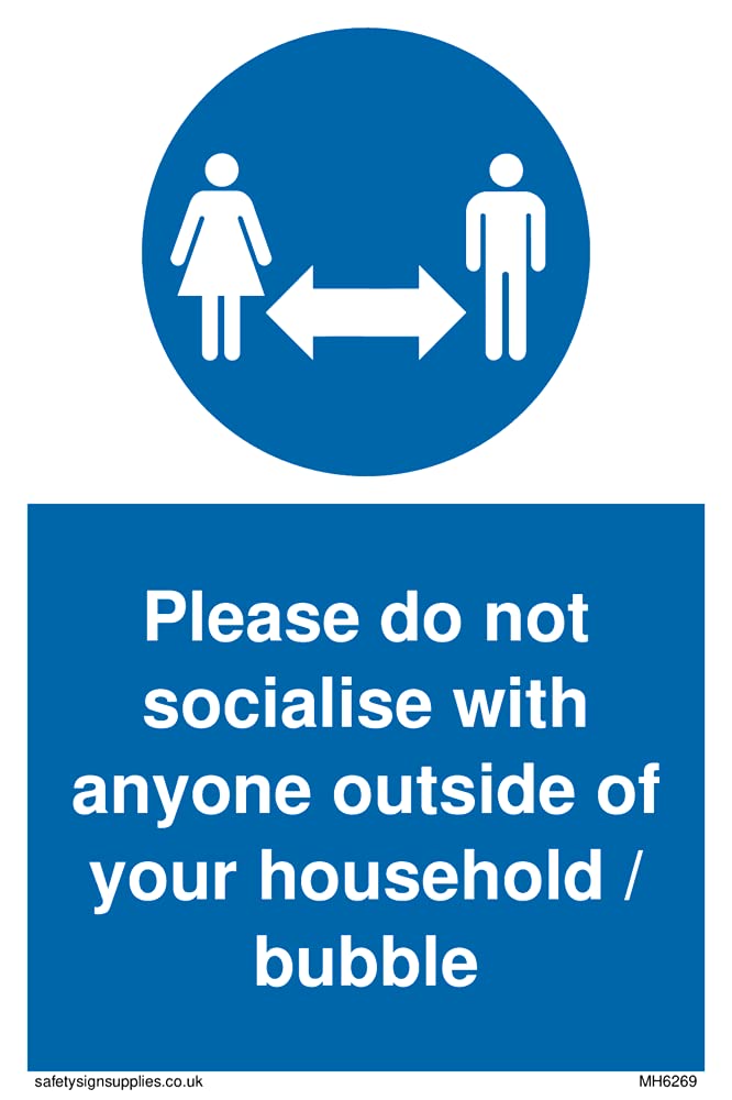 Pack of five - Please do not socialise with anyone outside of your household Sign - 100x150mm - A6P