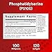 Jarrow Formulas PS100 Phosphatidylserine 100mg, Dietary Supplement for Brain Health and Cognitive Function Support, 120 Softgels, Up to a 40-120 Day Supply