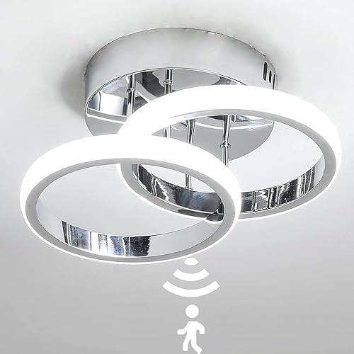 LED Ceiling Light with Motion Sensor Indoor 20W Cool White 6000K Ceiling lamp, Sensor Lamp, Suitable for Hallways, Garages, Bathrooms, Basements,