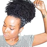 Wrap Drawstring Mongolian Virgin Human Hair Extensions Ponytail Hairpiece 4b 4c Afro Kinky Curly Top...