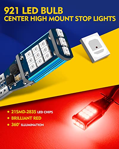 Tomhasa 921 Led Bulb Red 912 Led Bulb Red, Error Free Canbus T10 T15 906 922 W16W Led Replacement For Center High Mount Stop Light Bulbs, 3Rd Brake Light Bulbs, Pack Of 2 #TOP1