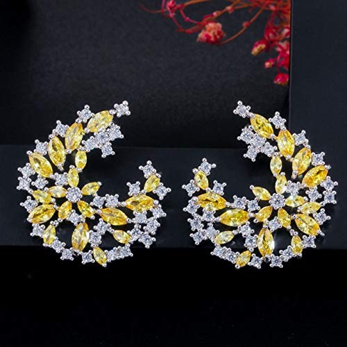 Boucles d'oreilles topaze jaune fleur YXWYXWA crystal drop pendantes