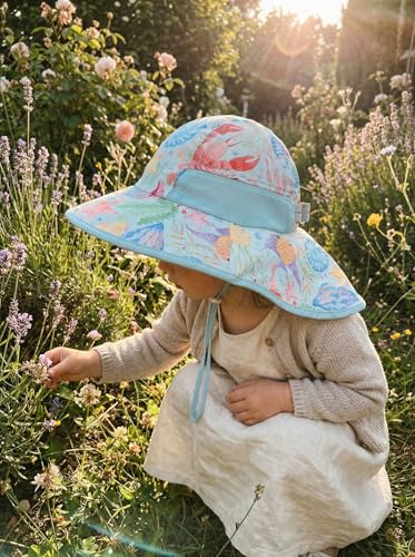 Image of icolor Kids Sun Hat UPF50+ Sun Protection Bucket Hat Toddler Summer Beach Play Hats with Neck Flap for Girl Boy Ages 3~10