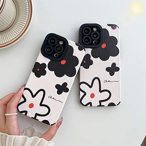 Fashion Faux Leather Floral Cases For Apple Iphone 13 Pro Phone Case Cute Silicone Soft Shockproof Protective Cover Compatible With Iphone 13 Pro - White Color #TOP1