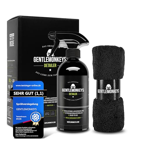 GENTLEMONKEYS Detailer Auto (500ml) inkl. Mikrofasertuch • Lackversiegelung, Motorrad & Fahrrad...