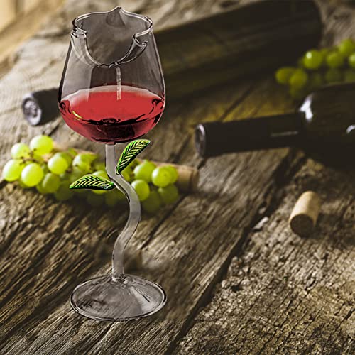 JYCRA 2 PCS Rose Shaped Cocktail Cup,Creative Flower Shaped Red Wine Glasses with Lifelike Leaves for Wedding Bar Party,Pink - Image 3