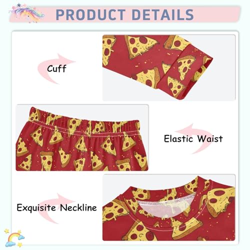 ALAZA Red Pizza Sweet Pajamas Long Sleeve Sleepwear 2-Piece Pajama Set4