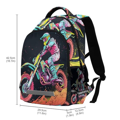 Motocross Motorcycle Race Backpack 3rd 4th 5th Grade School Bookbags Travel Laptop Daypack Bag for Boys Girls2