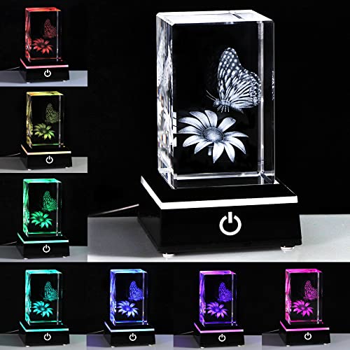 Qianwei Butterfly Gifts For Women, 3D Crystal Monarch Butterfly Figurines Stuff Gifts Girls Home Butterflies Decorfor Butterfly Lovers Her Statue Paperweight Birthday thumb #1