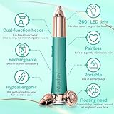 iMusthav 2 in 1 Eyebrow and Facial Hair Remover for Women Painless Electric Razor Epilator Trimmer Shaver with 18K Gold-Plated, USB Rechargeable, 360° LED for Flawless Eyebrow and Face Hair Removal - Image 3