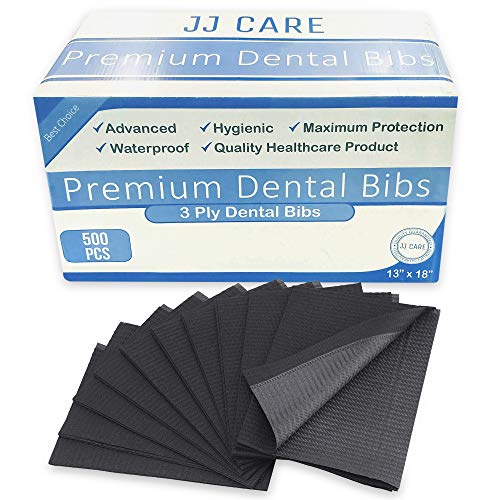 JJ Care Premium Dental Bibs, Disposable 3 Ply Dental Patient Bib, Waterproof Tattoo