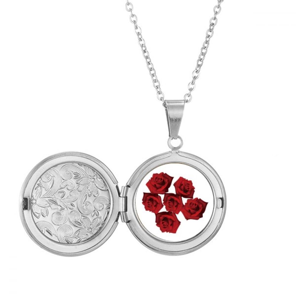 Collier rose rouge médaillon idée cadeau anniversaire romantique - 5