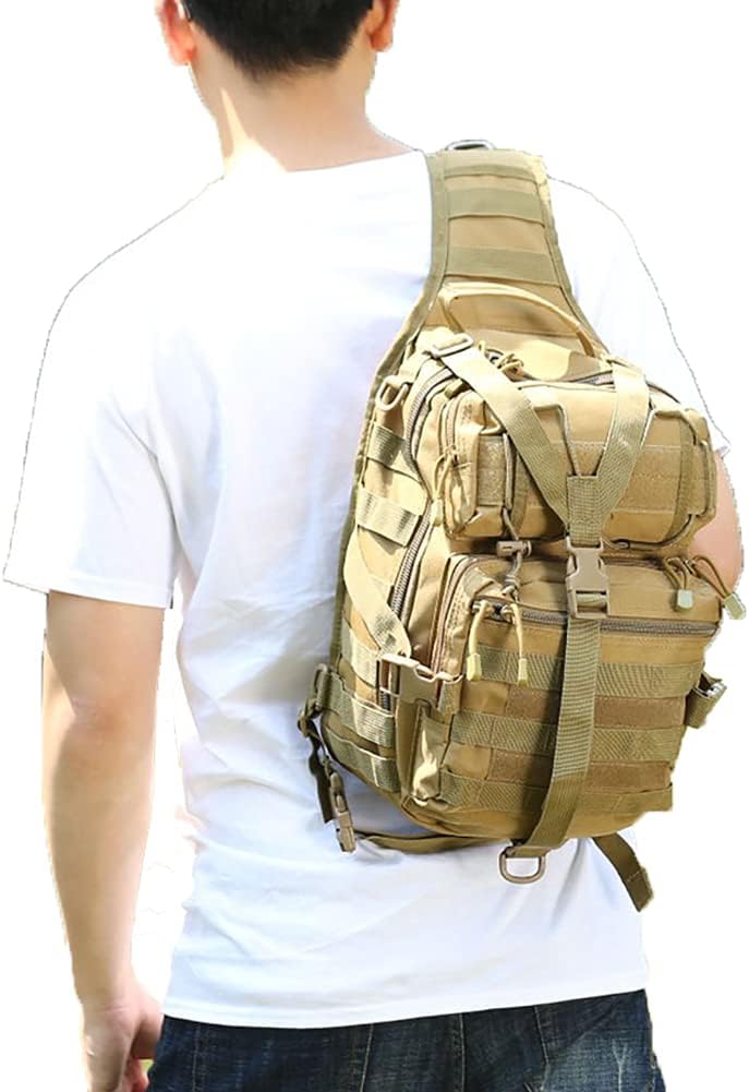 Men's Tactical Sling Bag Small Crossbody Backpack Military Rover Shoulder Pack Molle Assault Range Bag Camping Hunting