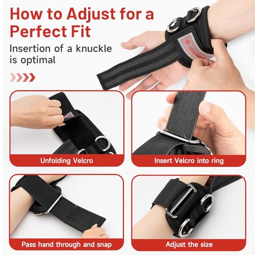 Image of MANUEKLEAR 2 Size Gym Lifting Straps with D Rings for Cable Machine