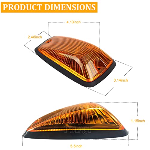 Pseqt 5Pcs Cab Roof Marker Lights Led Top Clearance Marker Light Compatible For 1988-2002 C/K 1500 2500 3500 5500 6000 6500 7000 7500 12V Signal Running Lights W/Amber Cover & T10 Led #TOP6