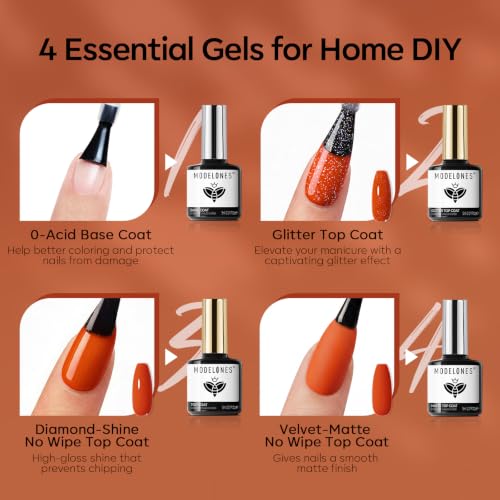 Image of modelones Gel Nail Polish Set Color Changing 28 Colors Primer Top Base Coat