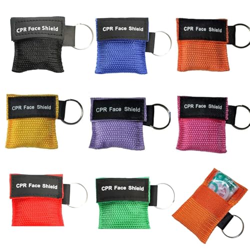Beatmungsmaske - Erste Hilfe - 8 Stück CPR Maske Face Shield - Schlüsselanhänger - Ambubeutel - Tragbarkeit - Zufällige Farbe