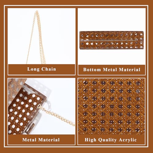 Image of GOKTOW Rattan Acrylic Bag Clutch Purse Evening Bag Woven Handbag Summer Beach Purse