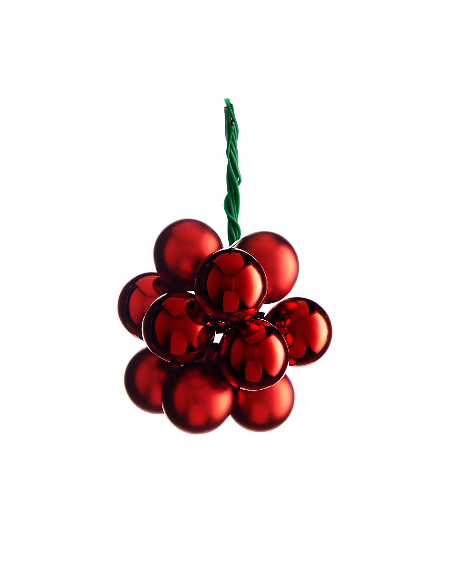 Christmas Red Glass Berry Cluster Baubles