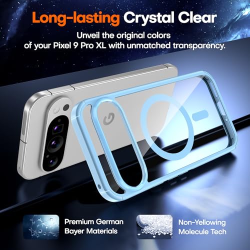 Image of TAURI for Google Pixel 9 Pro XL Case, Compatible with Magsafe, Military-Grade Protection, Yellowing Resistant, Scratch-Resistant Back, Shockproof Slim Phone Case for Pixel 9 Pro XL, Blue