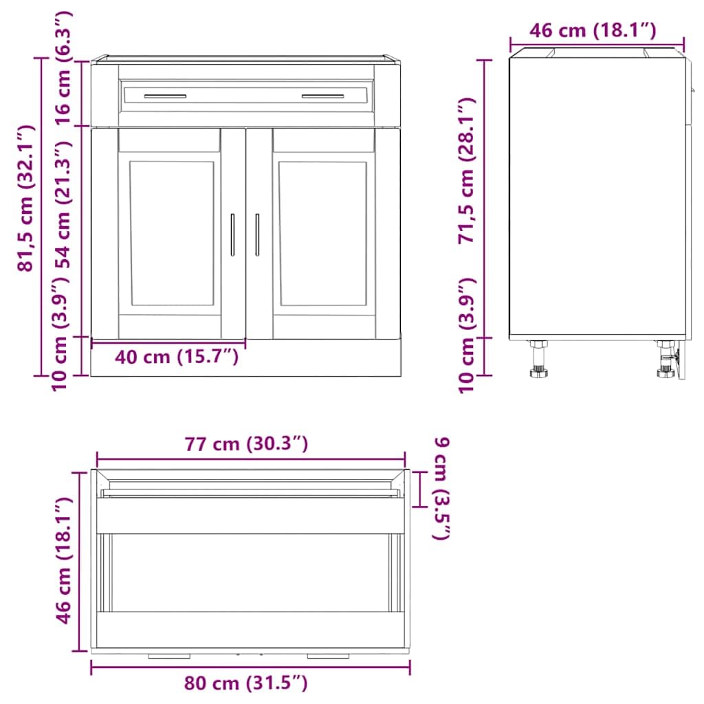 vidaXL Armoire de Cuisine Porto Noir Bois d'ingénierie
