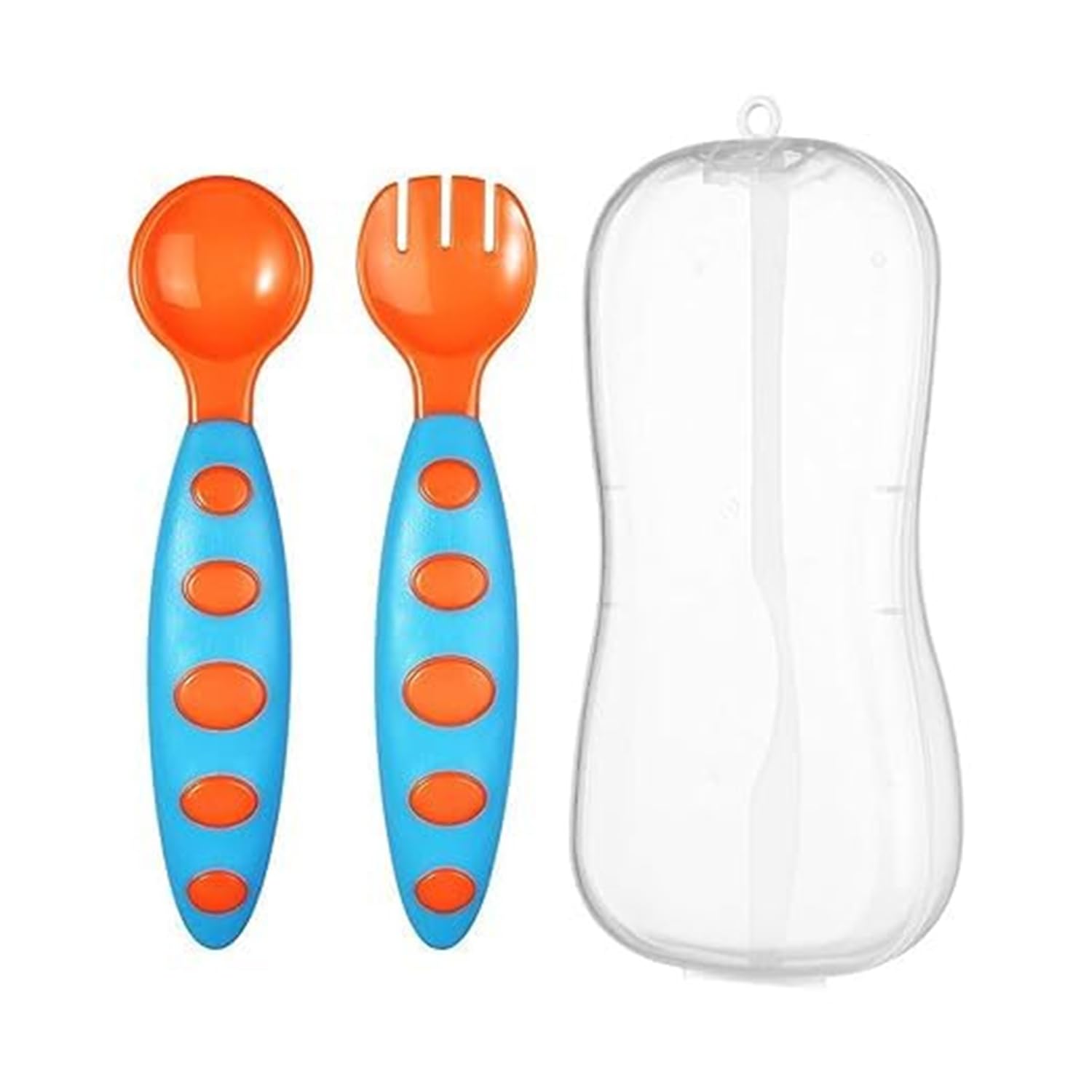 BabyGo Baby Feeding Spoons & Fork | Easy Grip Toddler First Training Utensil Spoon for Baby Feeding | Training Spoon with Box for Baby (Pack of 2)-image-18