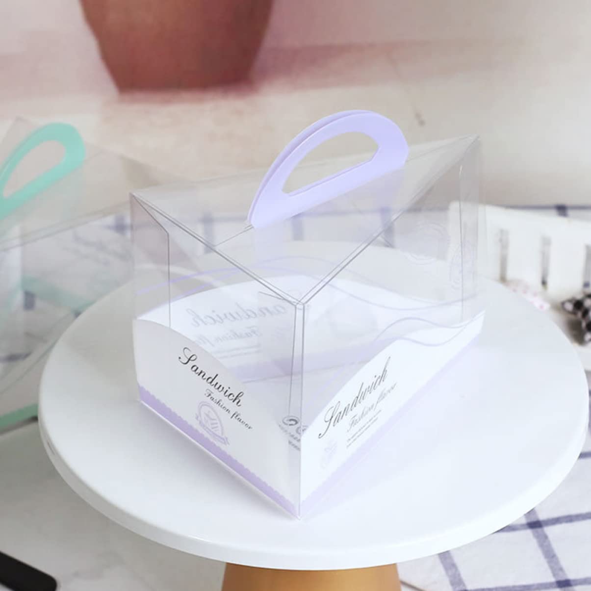 Alipis Pcs Cake Box View Round Cake Carrier Red Green Plastic Carrier Lid Reusable Easy to Clean Packing Box