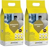 Super hydrofugé Weber Mortier joint carrelage décoratif hydrofugé, spécial intérieur et extérieur, largeur 2 à 10mm, 5kg, moka, WEBERJOINT STAR (Lot de 2)