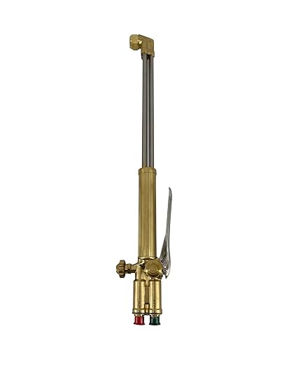 Arc Union Heavy Duty Metallic Fahrenheit 21 Inch Oxygen-Acetylene Cutting Torch - Straight 90 Degree Angle Head Victor ST900FC Compatible Tips 1-101 with Built-in Flashback Arrestors and Check Valve