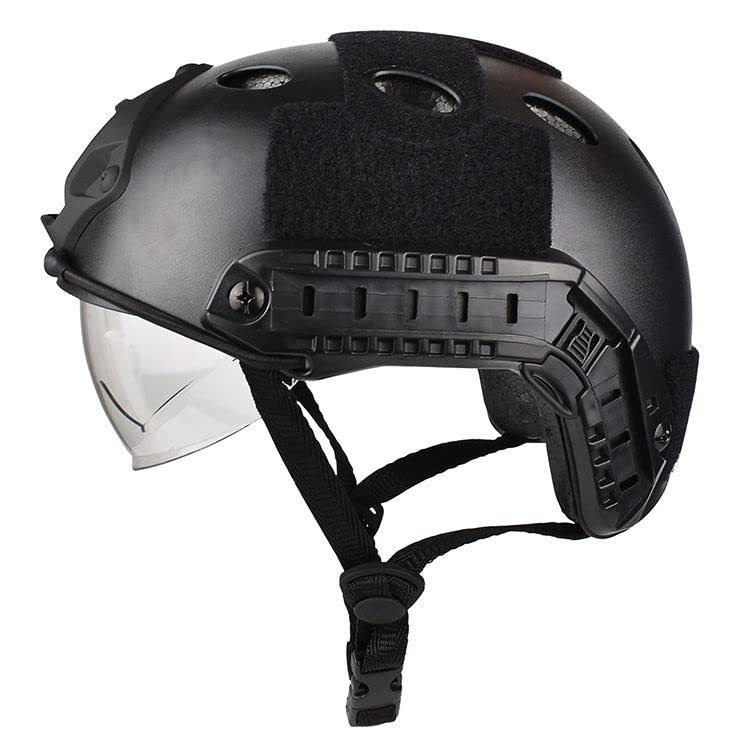 CMAIR4U Airsoft PJ Type Paintball Fast Helmet with Visor Goggles (BK)