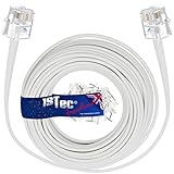 1STec 50M ADSL 2+ RJ11 Modem Extension Cable for BT Infinity Sky Q Talktalk Plusnet EE Vodafone Now Broadband First Utility & Post Office FTTC Fibre/Standard Internet Connections (50 Metre White)