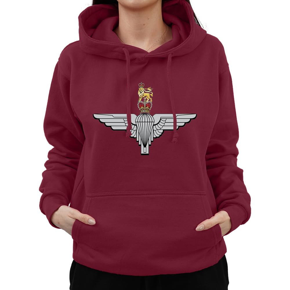 Graphic Impact Unisex Wine Inspired The Parachute Regiment Badge Hoodie Cap Logo Hoodie (, Xxlarge)