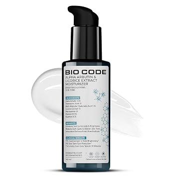 Bio Code Alpha Arbutin 1.5% & Licorice Extract 1%, Tranexamic Acid 1% Multi-Molecular Hyaluronic Acid 1.5%, Niacinamide 2% Vitamin E 0.5%, Allantoin 0.3% Brightening Moisturizer -100ml 3.38 fl oz