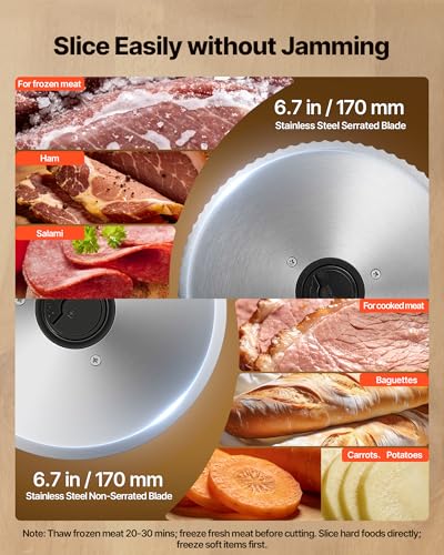 Image of VEVOR Meat Slicer, 6.7 inch Electric Deli Slicer Machine with 2 SUS420 Blades