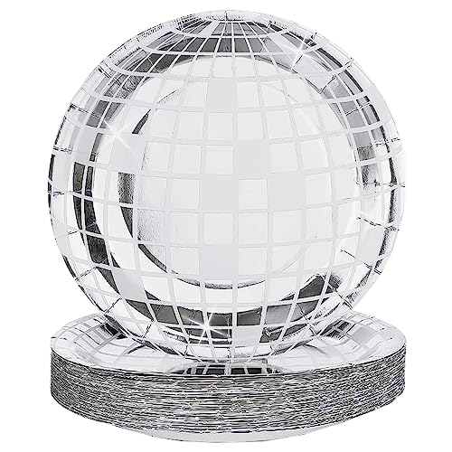 funisfun disco plates 25p disposable disco ball plates for 70s disco party decorations wedding birthday bachelorette party 734